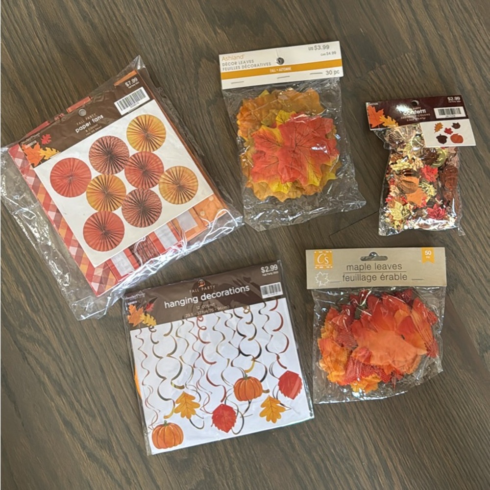 Fall Party Decor Bundle – Paper Fans, Leaves & Hanging Decorations
